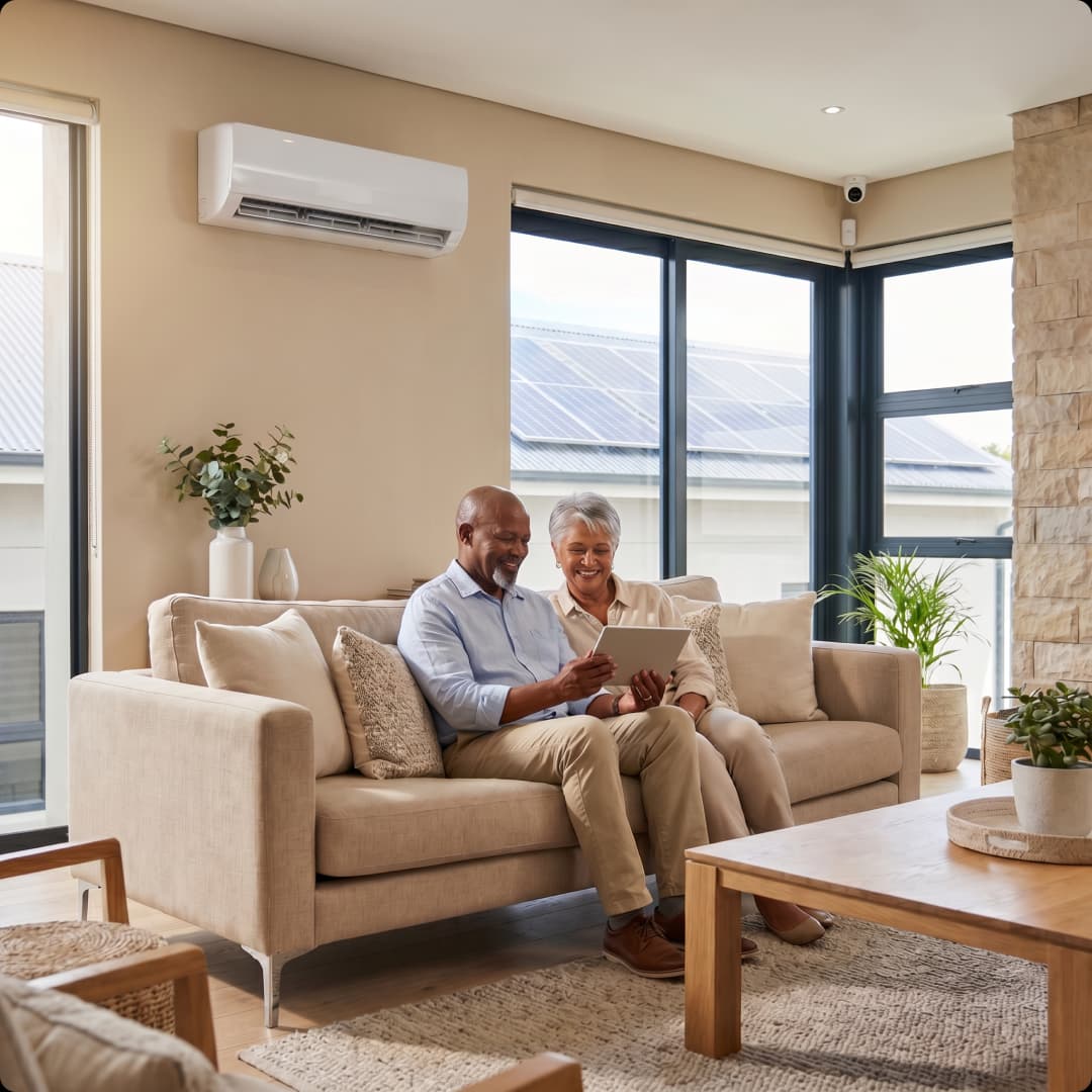 Modern air conditioning in a comfortable living room