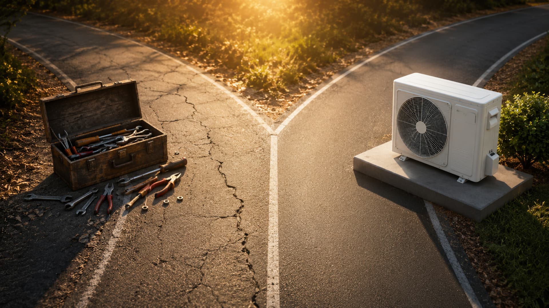 Technician checking whether a South African aircon should be repaired or replaced