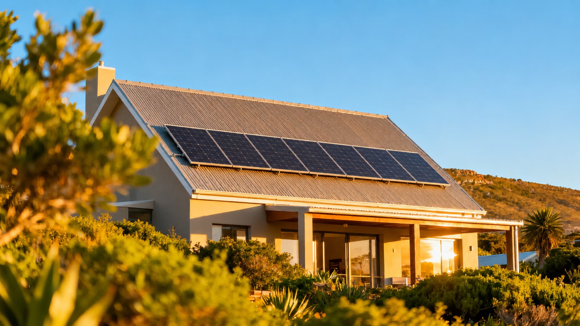 Solar panels, inverter, and battery backup system for South African home energy security