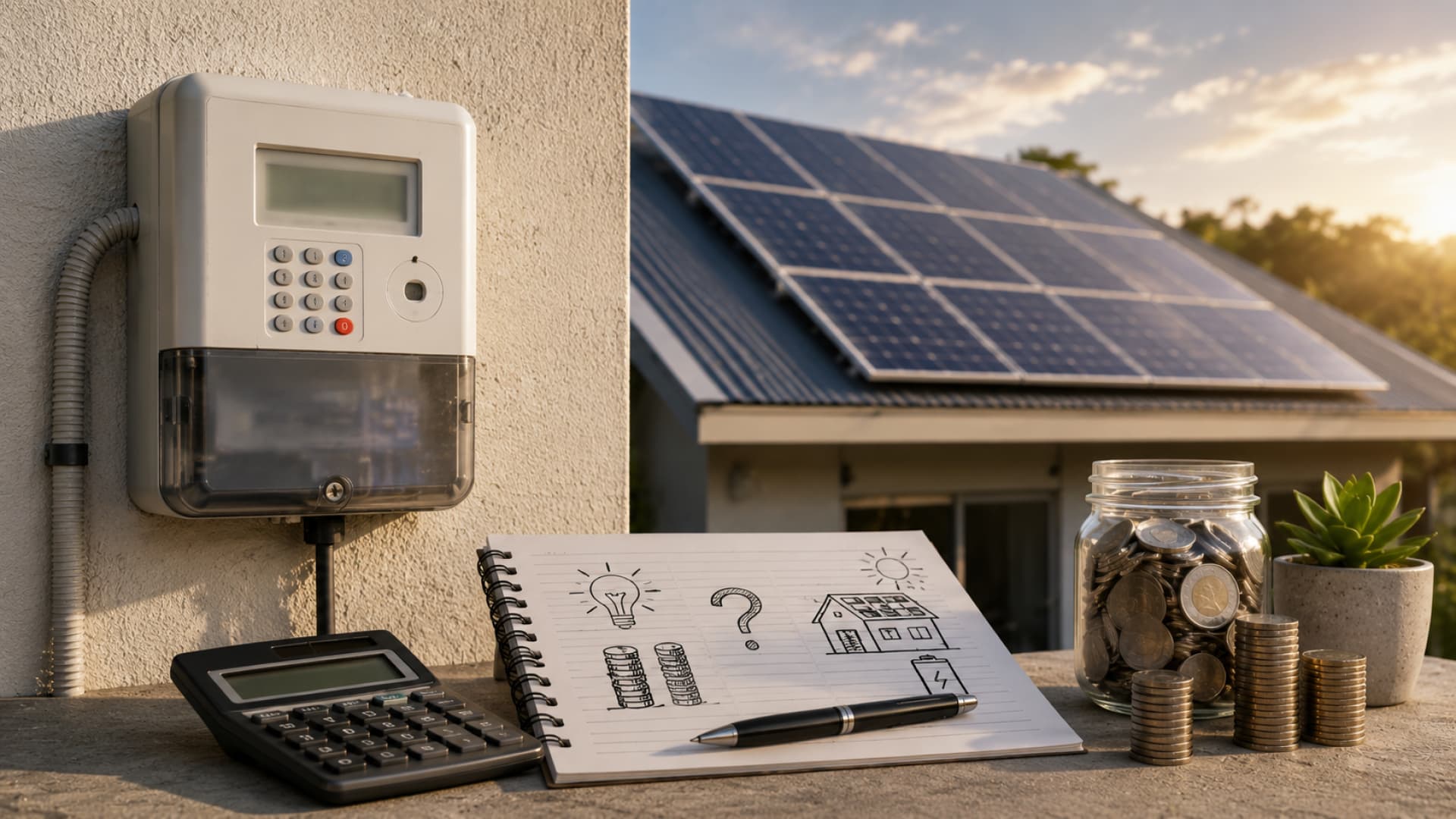 South African prepaid electricity meter with solar panels and battery backup