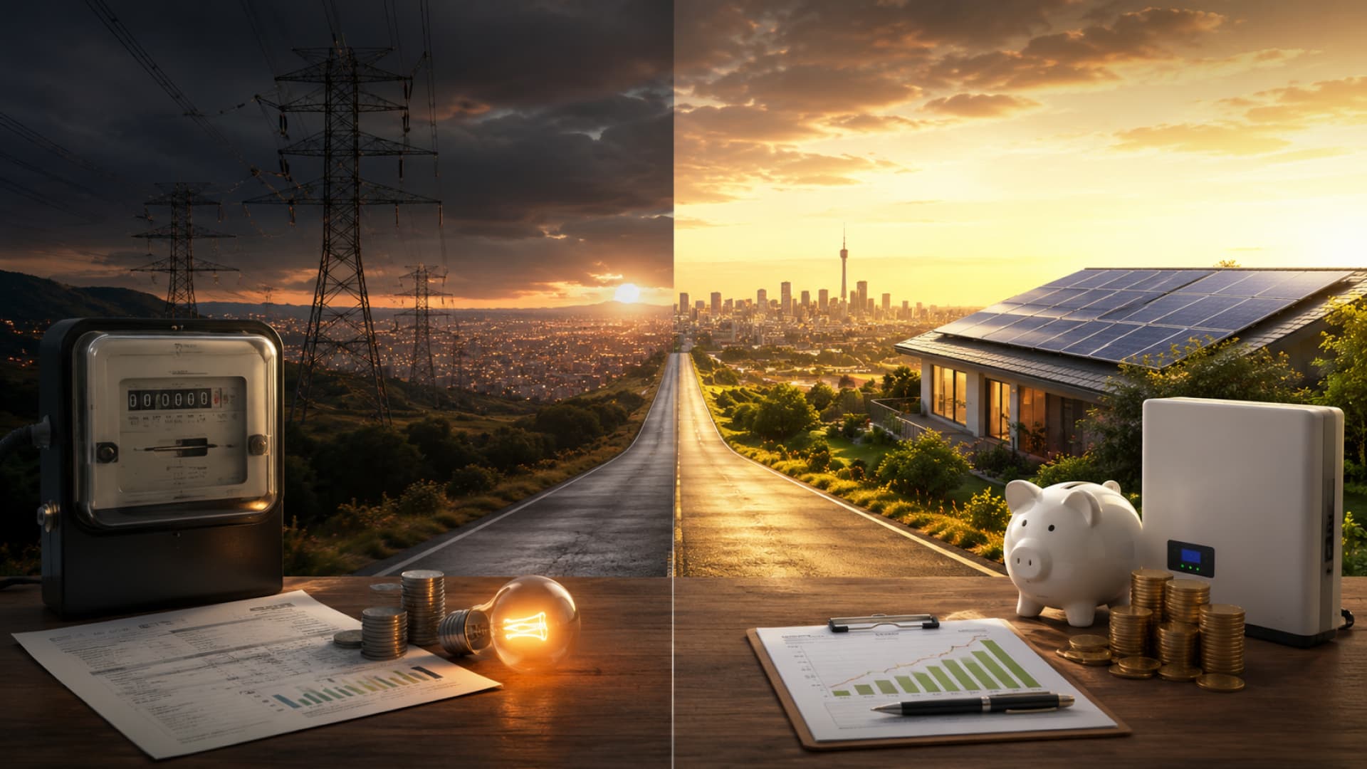 Solar panels and Eskom power comparison for a South African home