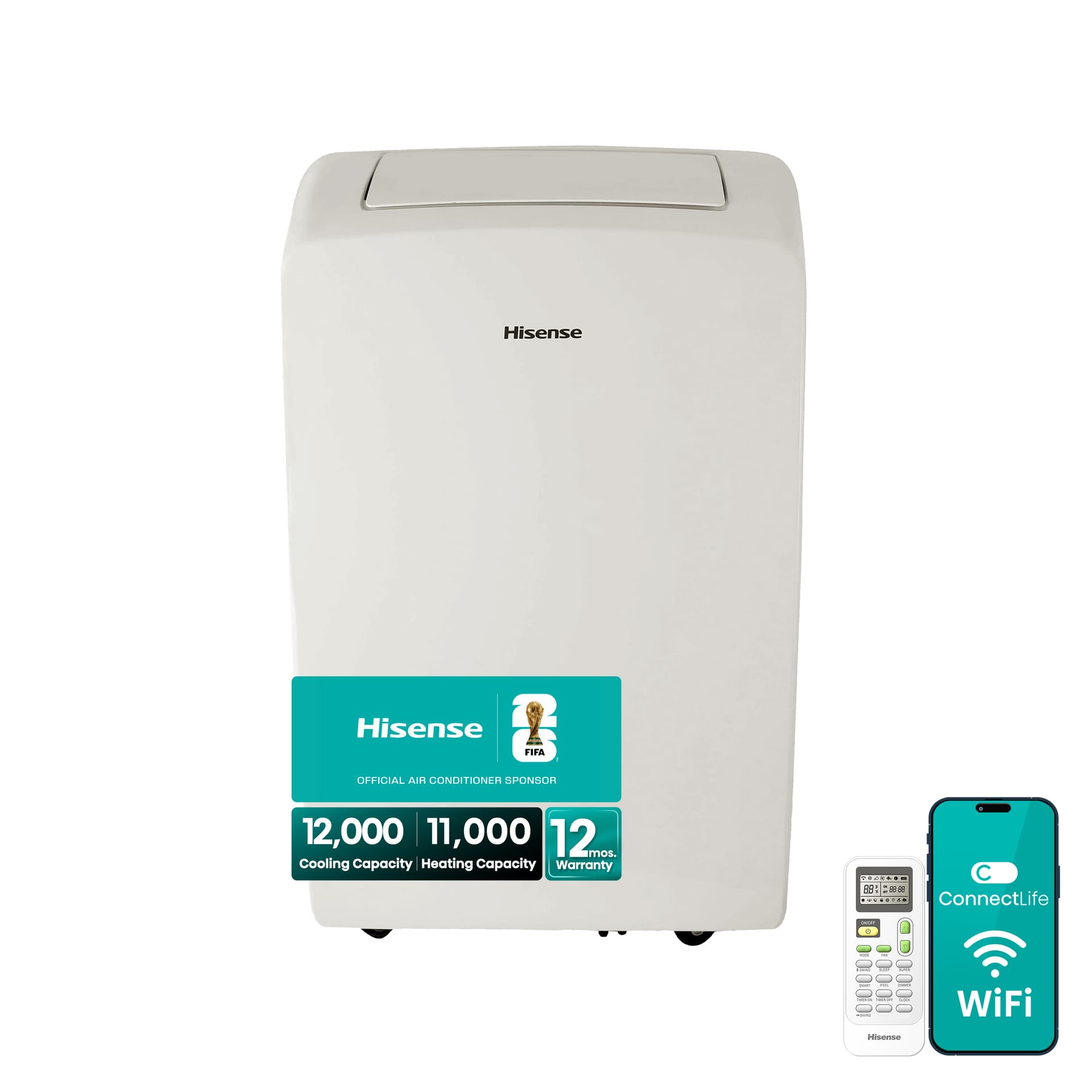 Hisense Portable Air Conditioner 12000 BTU/hr - Wi-Fi Enabled