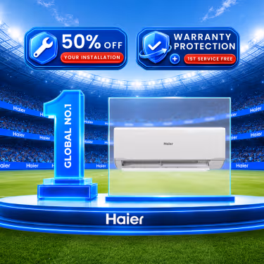 Haier Real ECO Inverter Aircon Complete Comfort Combo – 50% Off Installation + 1st service FREE