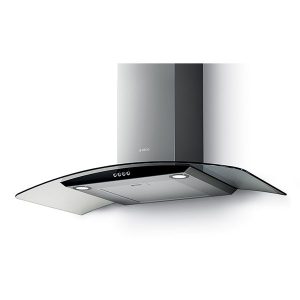 Elica 90cm Curved Glass Cooker Hood (Black Glass Front Panel) - 10/IRIS90