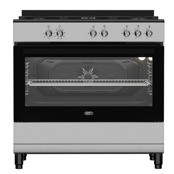 Defy 90cm New York Freestanding Electric Cooker With Gas Hob - Silver Inox DGS902