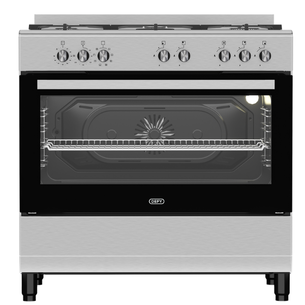 Defy 90cm New York Freestanding Electric Cooker With Gas Hob - Silver Inox DGS904